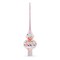 Pink Flowers on Metallic Rose Pink Glass Christmas Tree Topper 11 Inches
